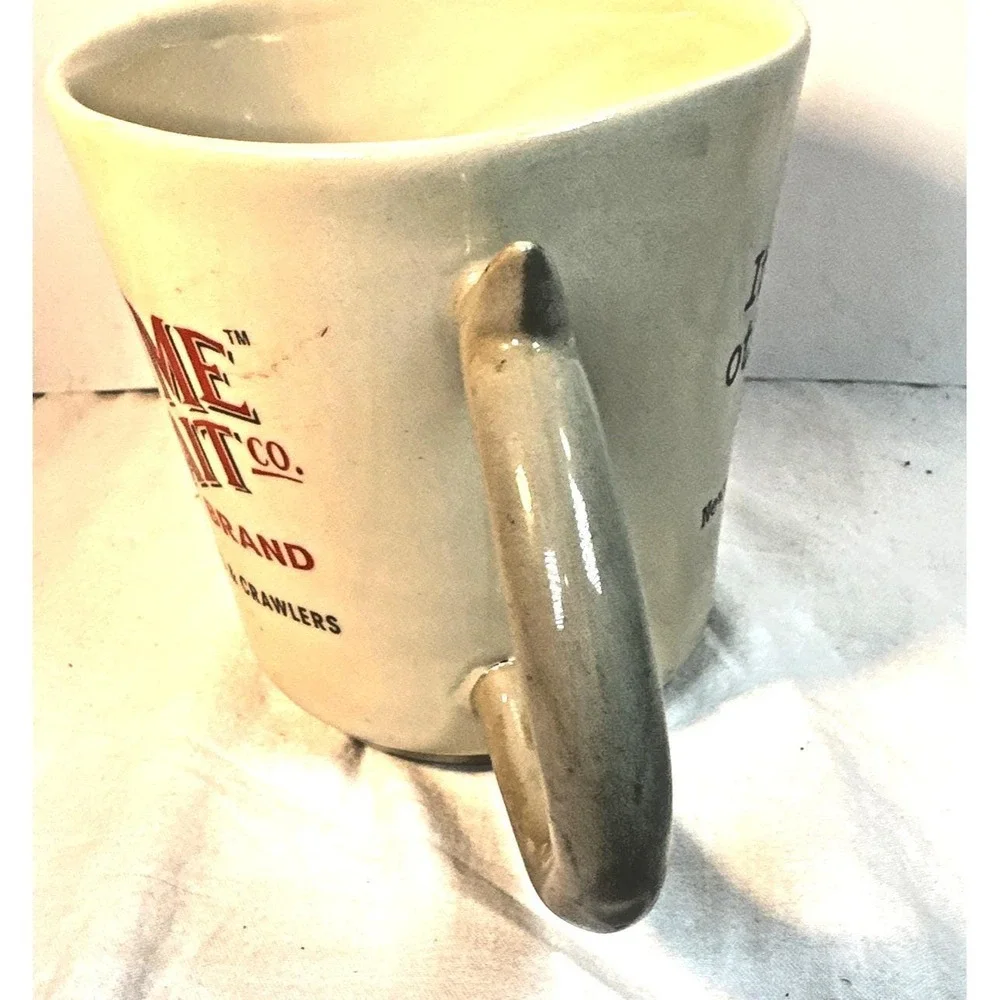 Vintage Bite Me Bait Co. Newport RI Ceramic Coffee Mug Fish Hook Handle EVC